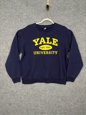 Yale University Navy Yellow Collegiate Crewneck Sweatshirt M